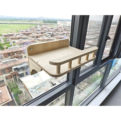 Window-Mounted Wooden Cat Hammock