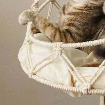 Boho Hand-Woven Hanging Cat Hammock