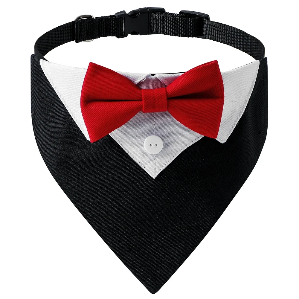 Formal Dog Tuxedo Bandana with Bow Tie
