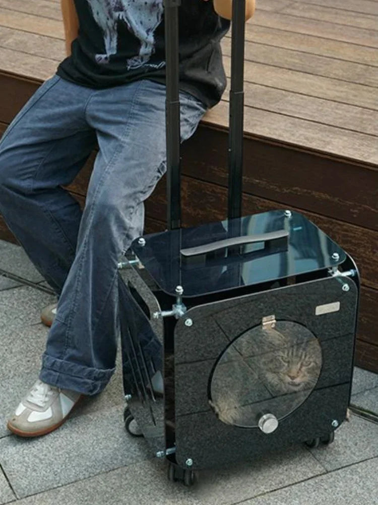 Transparent Pet Travel Trolley