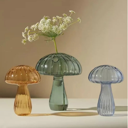 REIC| Transparent Mushroom Shaped Glass Vase