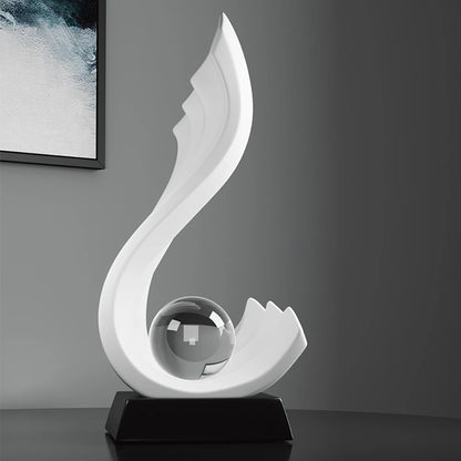 KARTER| Decorative Wave Statue with Crystal Ball