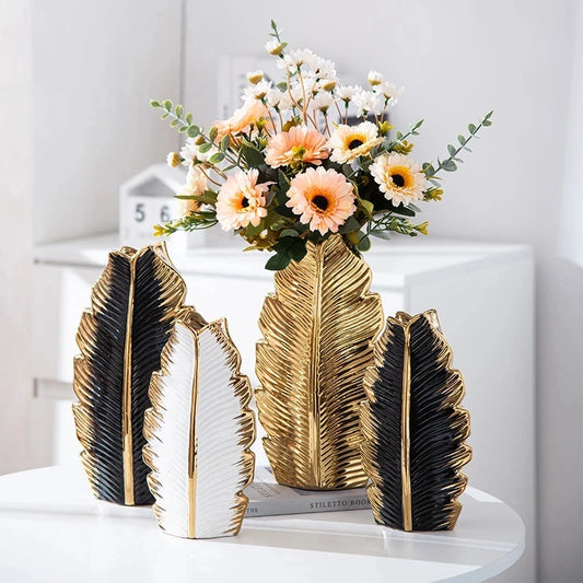 SPROYEN| 2Pcs Leaf Shaped Ceramic vase