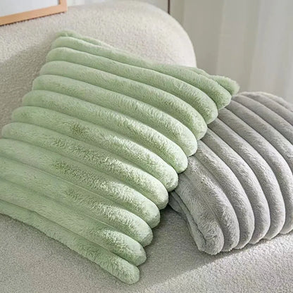 JANVYER| Decorative Faux Rabbit Fur Pillowcase