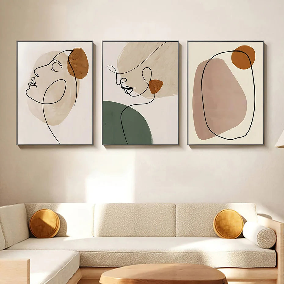 MYMS| Abstract Geometric Face Line Canvas Painting