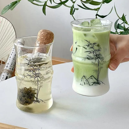 PROACH| 400mL Traditional Ink Painting Design Bamboo Shaped Glass