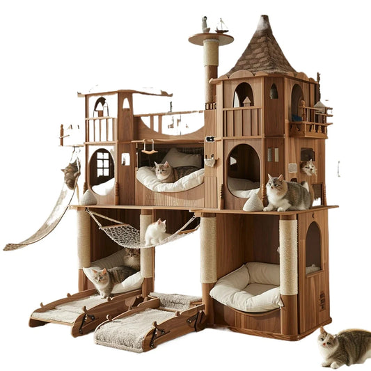 Luxury Solid Wood Cat Castle
