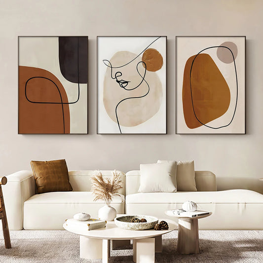 MYMS| Abstract Geometric Face Line Canvas Painting