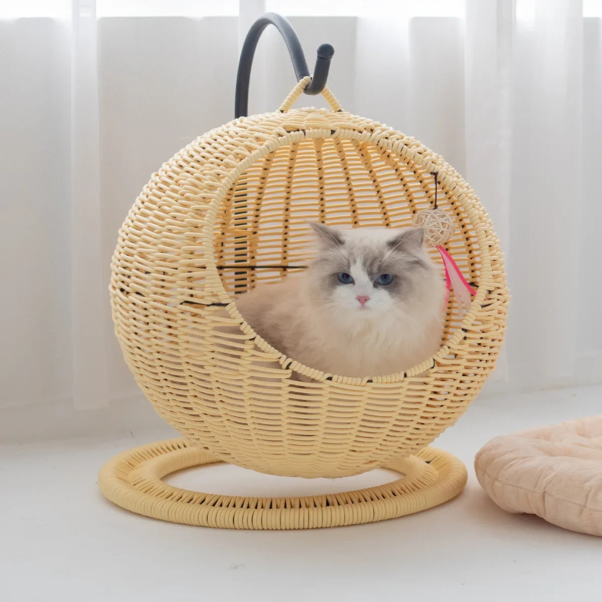 Semi-Enclosed Rattan Cat Hammock