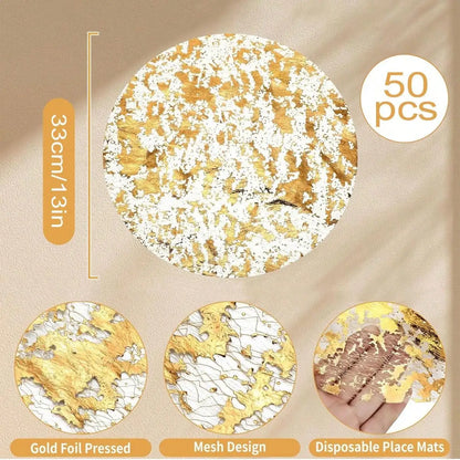 MALN| Disposable Gold Placemats Set