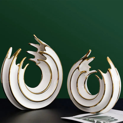 SPROYEN| White and Gold Wave-shaped Vase