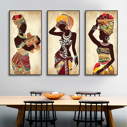 GOLDENN| 3Pcs African Woman Canvas Painting