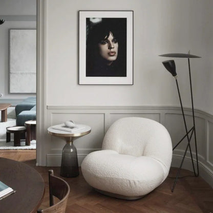 KADEIRA|  Rotating Base Lamb Wool Wood Lounge Chair