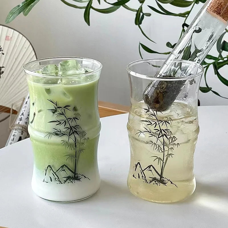 PROACH| 400mL Traditional Ink Painting Design Bamboo Shaped Glass
