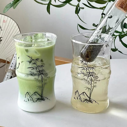PROACH| 400mL Traditional Ink Painting Design Bamboo Shaped Glass