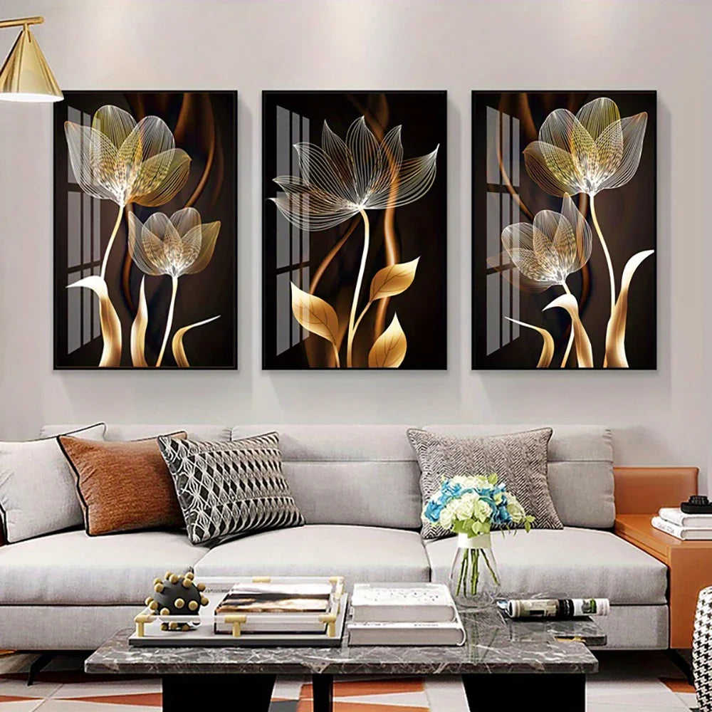 LOIS| 3PCS Black and Golden Canvas Painting