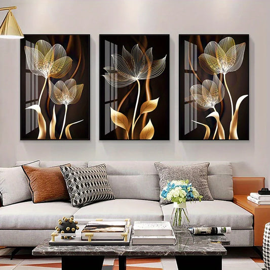 LOIS| 3PCS Black and Golden Canvas Painting