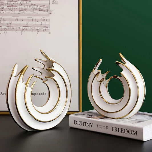 SPROYEN| White and Gold Wave-shaped Vase