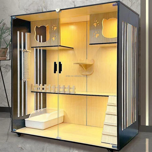 Wooden Multi-Layer Indoor Cat House