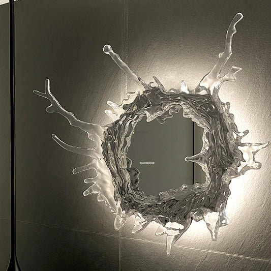 Resin Art Water Splash Decorative  LED Mirror
