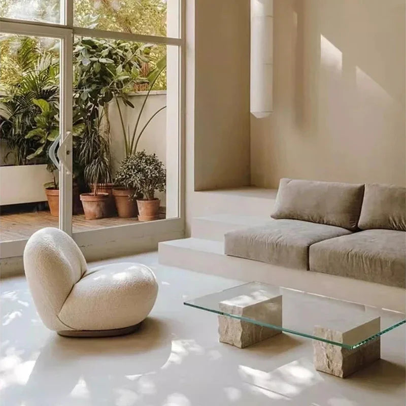 KADEIRA| Lambs Wool Wood Lounge Chair