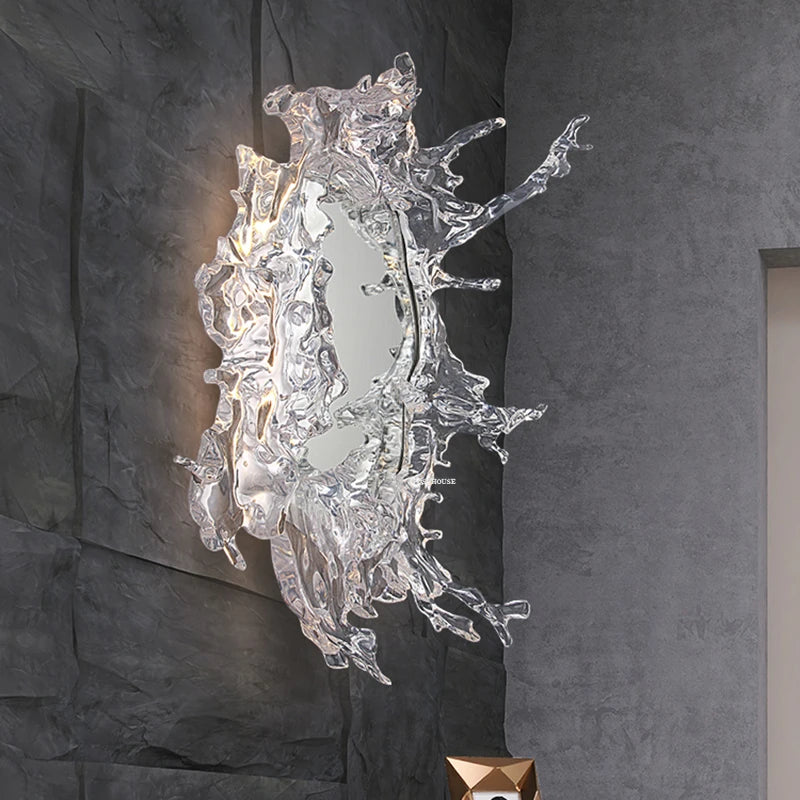 Resin Art Water Splash Decorative  LED Mirror