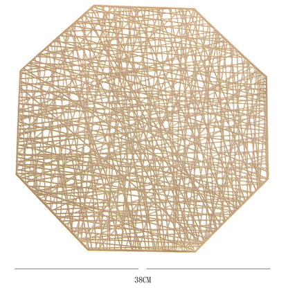 MALN| Round  Gold Metallic Placemats Set