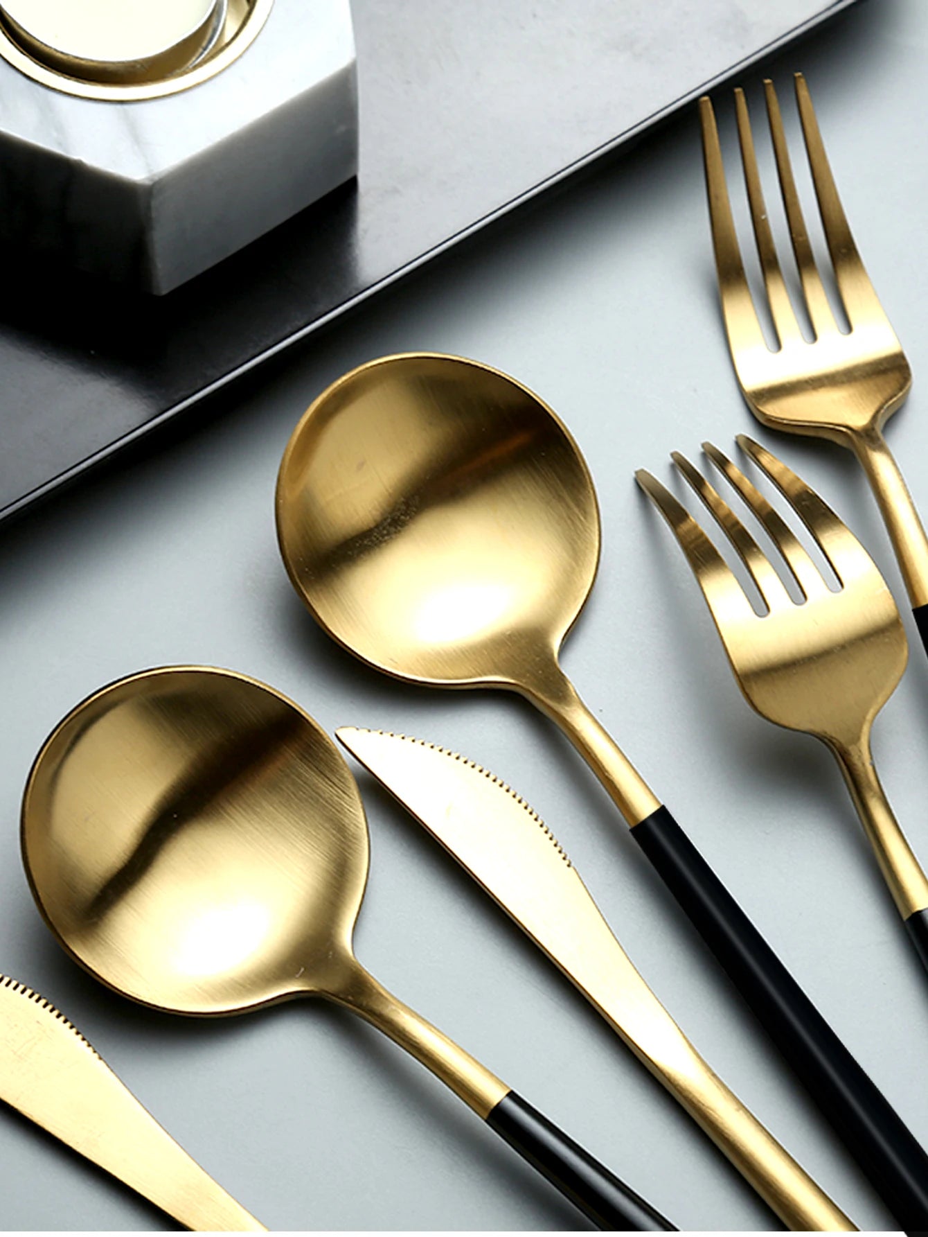 CUOTEY| 24Pcs Stainless Steel Dinnerware Set