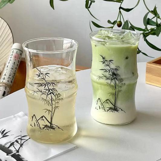 PROACH| 400mL Traditional Ink Painting Design Bamboo Shaped Glass
