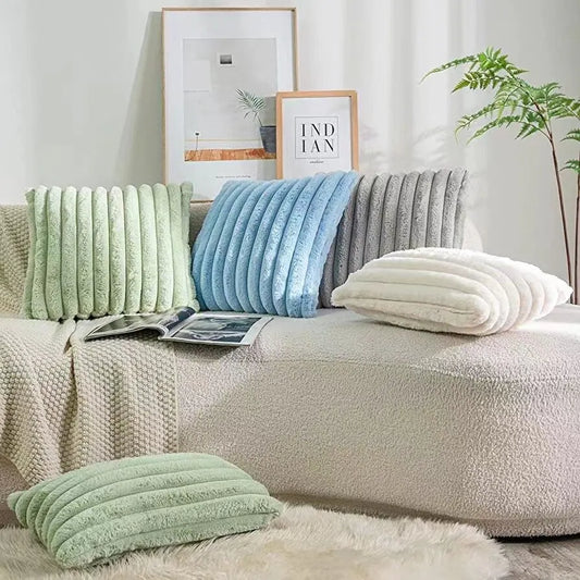 JANVYER| Decorative Faux Rabbit Fur Pillowcase