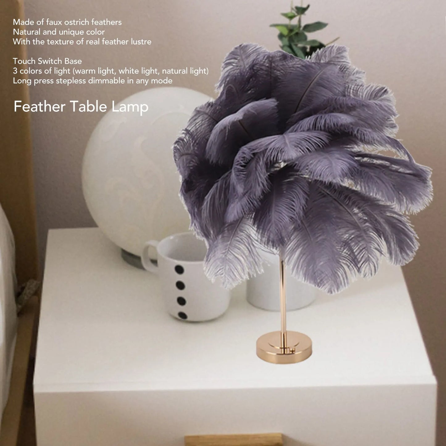 SKECHY| Lampe de table à plumes