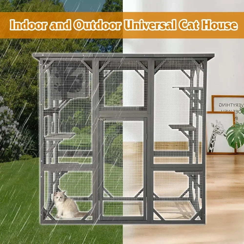 Large Wooden Outdoor Cat Enclosure