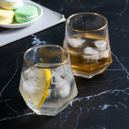 CRYSTI| European Style Gold Edged Hexagonal Glass