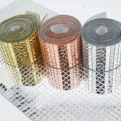 MEIDE| Self-Adhesive Real Glass Mini Square Mirror Mosaic Tiles Sticker