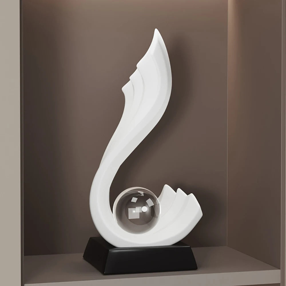 KARTER| Decorative Wave Statue with Crystal Ball