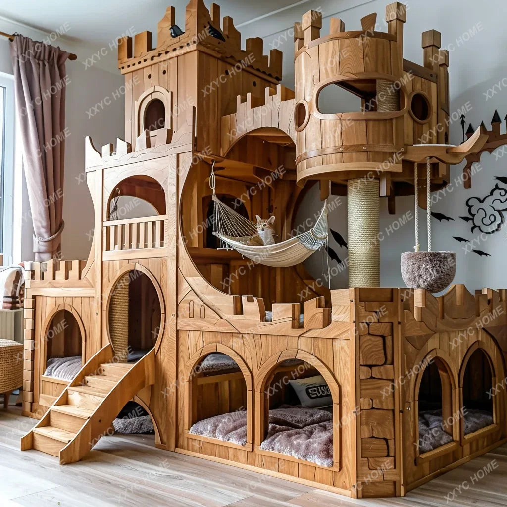 Luxury Solid Wood Cat Castle