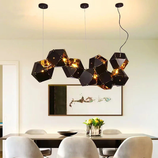 ZHOA| Black&Gold Polygon Designed Chandelier