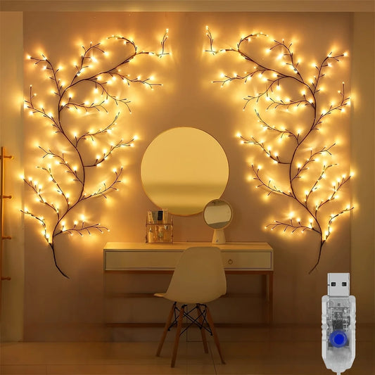 PUUKI| 96LEDS Bendable Willow Vine Lights