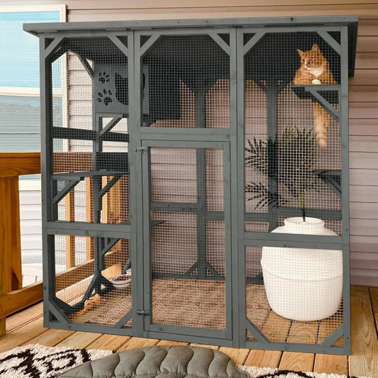 Large Wooden Outdoor Cat Enclosure