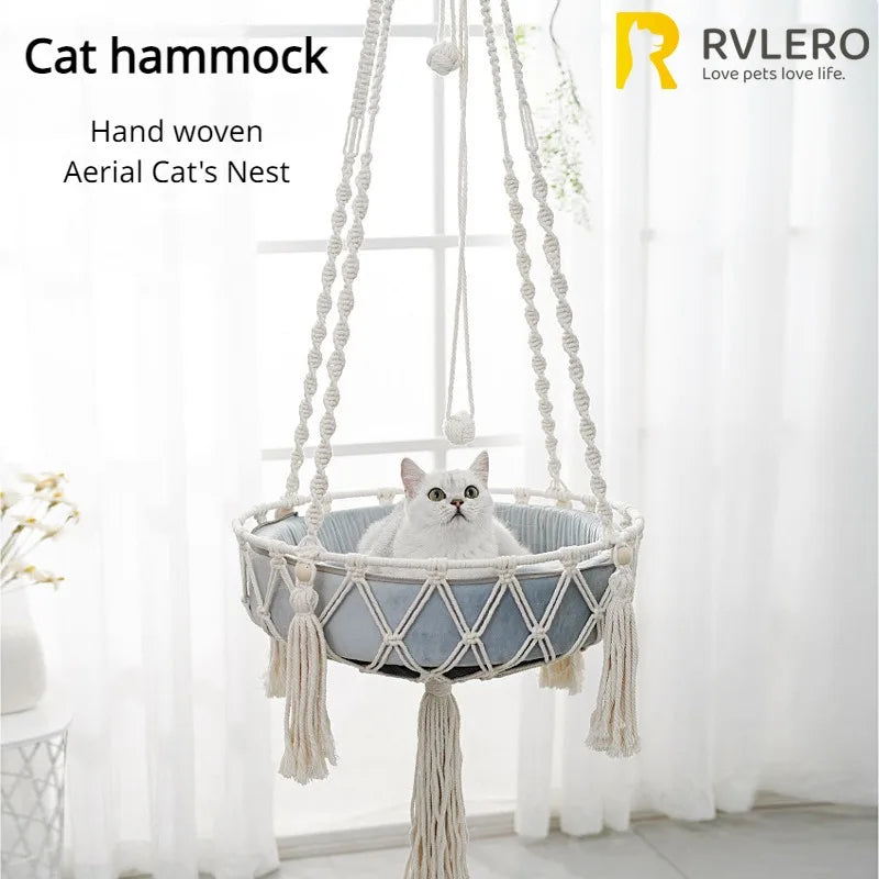 Hand-Woven Cotton Rope Cat Hammock