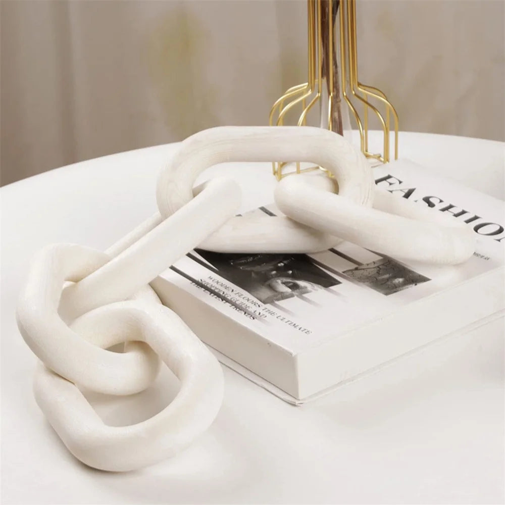 GENTLEE| Decorative Hand Carved 5-Link Wood Chain