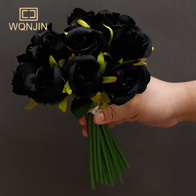 WQNJIN| 12 Heads Silk Rose Bouquet Flower