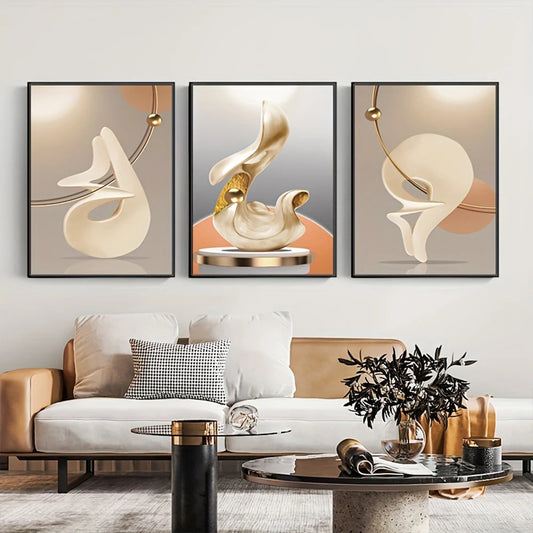 LOIDTYL|3Pcs Nordic Beige Geometry Canvas Painting 