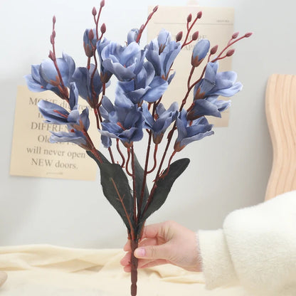 YAJIOP| 5 Forks Artificial Magnolia Flowers 