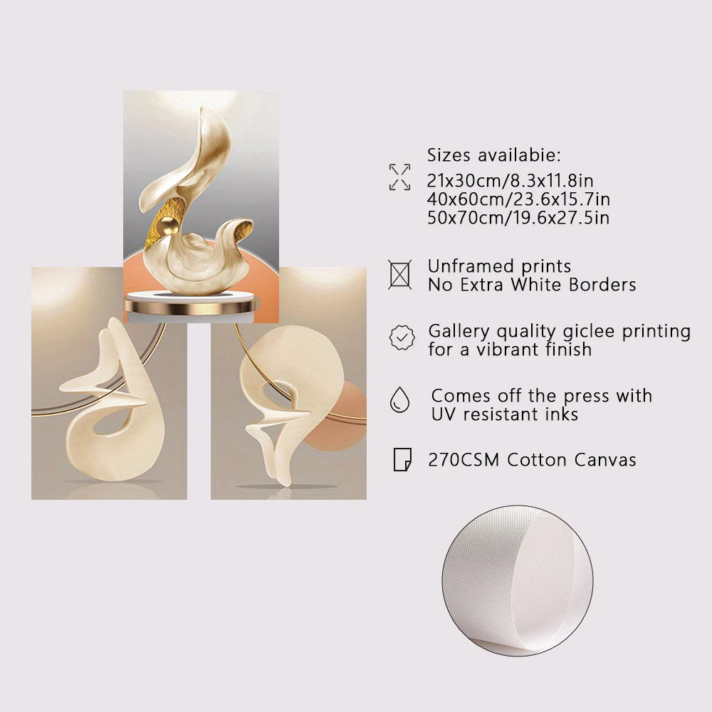LOIDTYL|3Pcs Nordic Beige Geometry Canvas Painting 