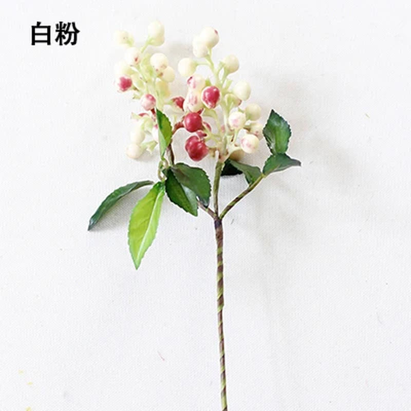 Cherry Red Plum Blossom Silk Artificial Flowers Plastic Branch for Wedding Home Decor Interior Decoration Foam Berry Fake Flower