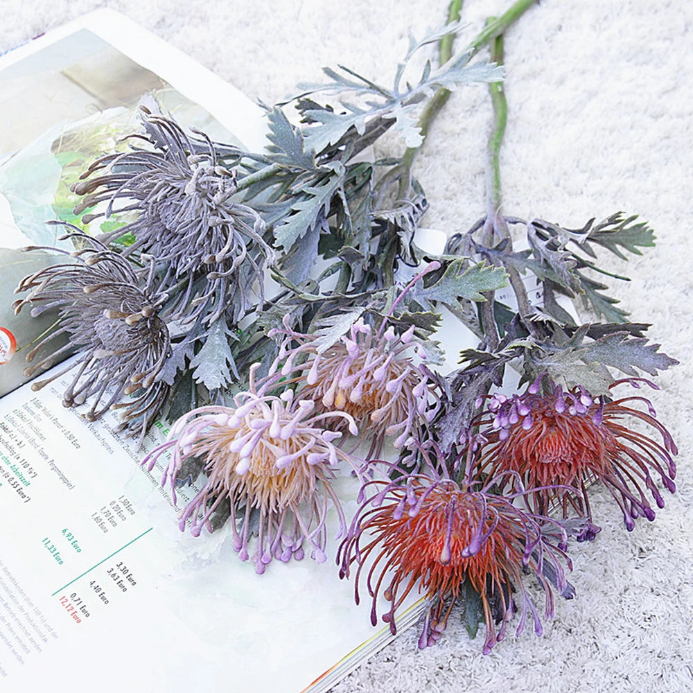 LOIUI| Artificial 2 Fork Pincushion Flowers
