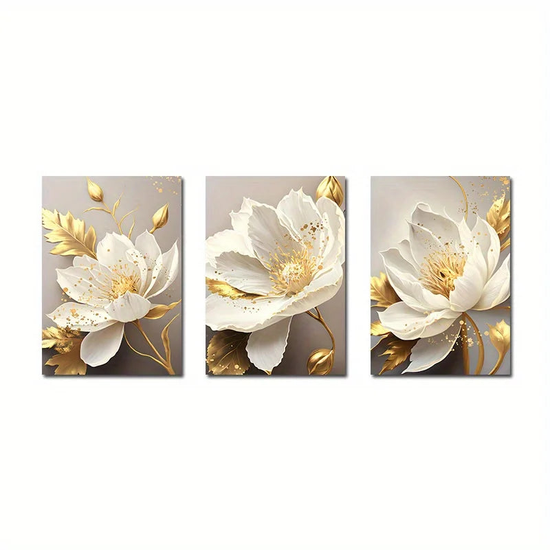 KEWTG| 3PCS  White Flower Painting