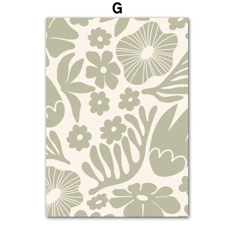 METYC| Coral Abstract  Shapes Art Canvas Painting 