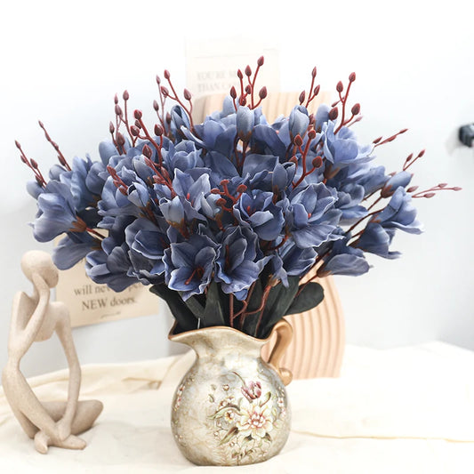 YAJIOP| 5 Forks Artificial Magnolia Flowers 